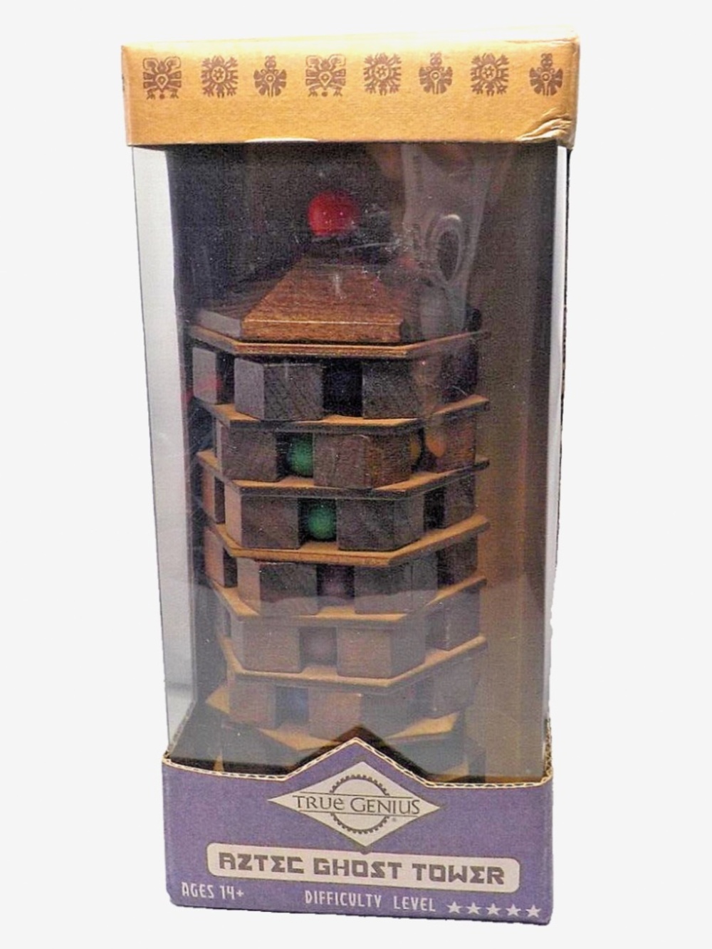 NEW True Genius Aztec Ghost Tower Wooden Brain Teaser Puzzle